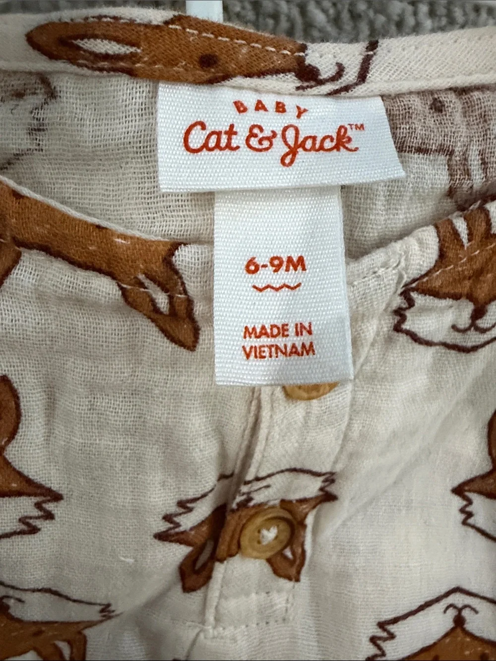 NWT Cat & Jack Cream Fox Print Short Sleeve Top with Rust Shorts